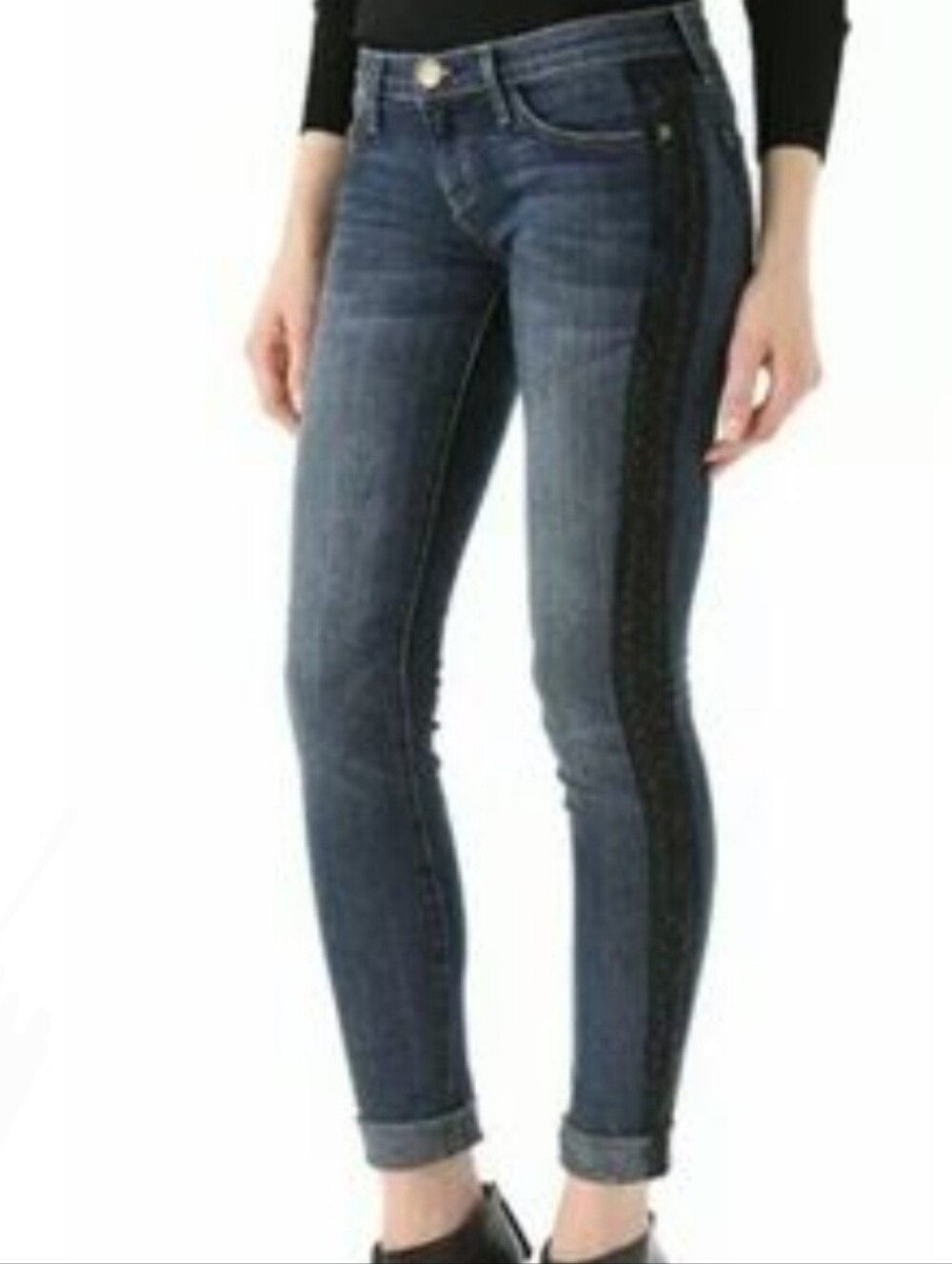 Current/Elliot The Rolled Skinny Loved Tux Lace Dark Wash Denim Jeans Size 27